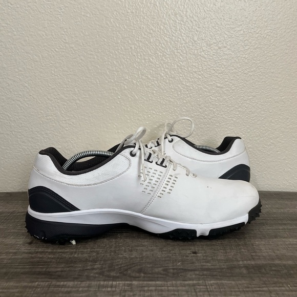 Women’s Nike Leather Golf Spike Shoe White Black Swoosh Size 8.5W 628534-101 - Picture 4 of 8